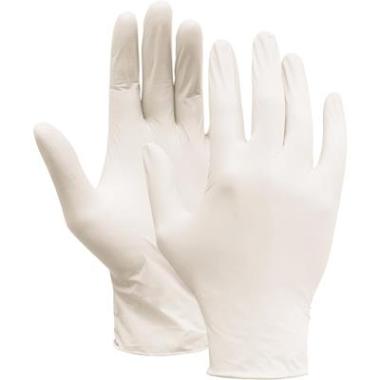 Paar witte latex wegwerphandschoenen