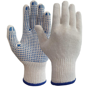 OXXA Knitter 14-241 werkhandschoen, wit/blauw met PVC-noppen