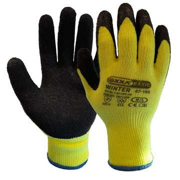 OXXA Winter 47-195 werkhandschoen, zwart/fluogeel met latex-coating