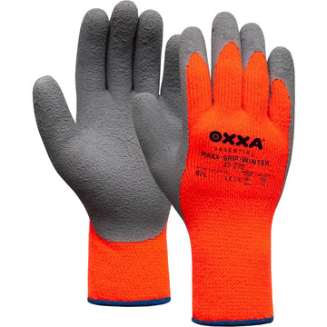 OXXA Maxx-Grip-Winter 47-270 winterwerkhandschoen, grijs/fluor-oranje met latex foam-coating