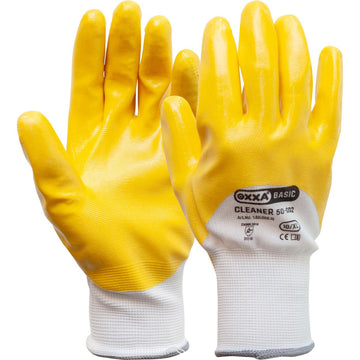 OXXA Cleaner 50-002 werkhandschoen, geel/wit met NBR-coating op polyester drager