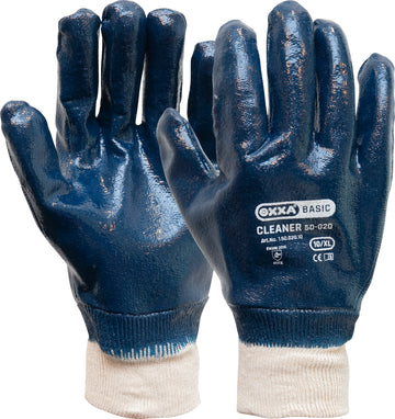 OXXA Cleaner 50-020 werkhandschoen, blauw/wit volledig NBR-gecoat