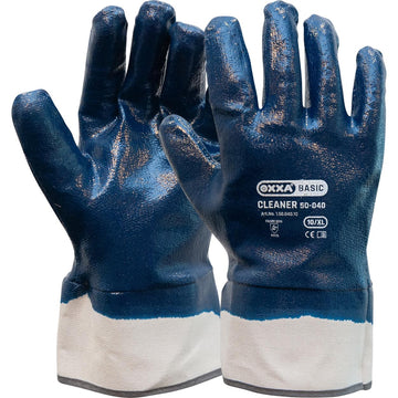 OXXA Cleaner 50-040 werkhandschoen, blauw/wit met NBR-coating en kap