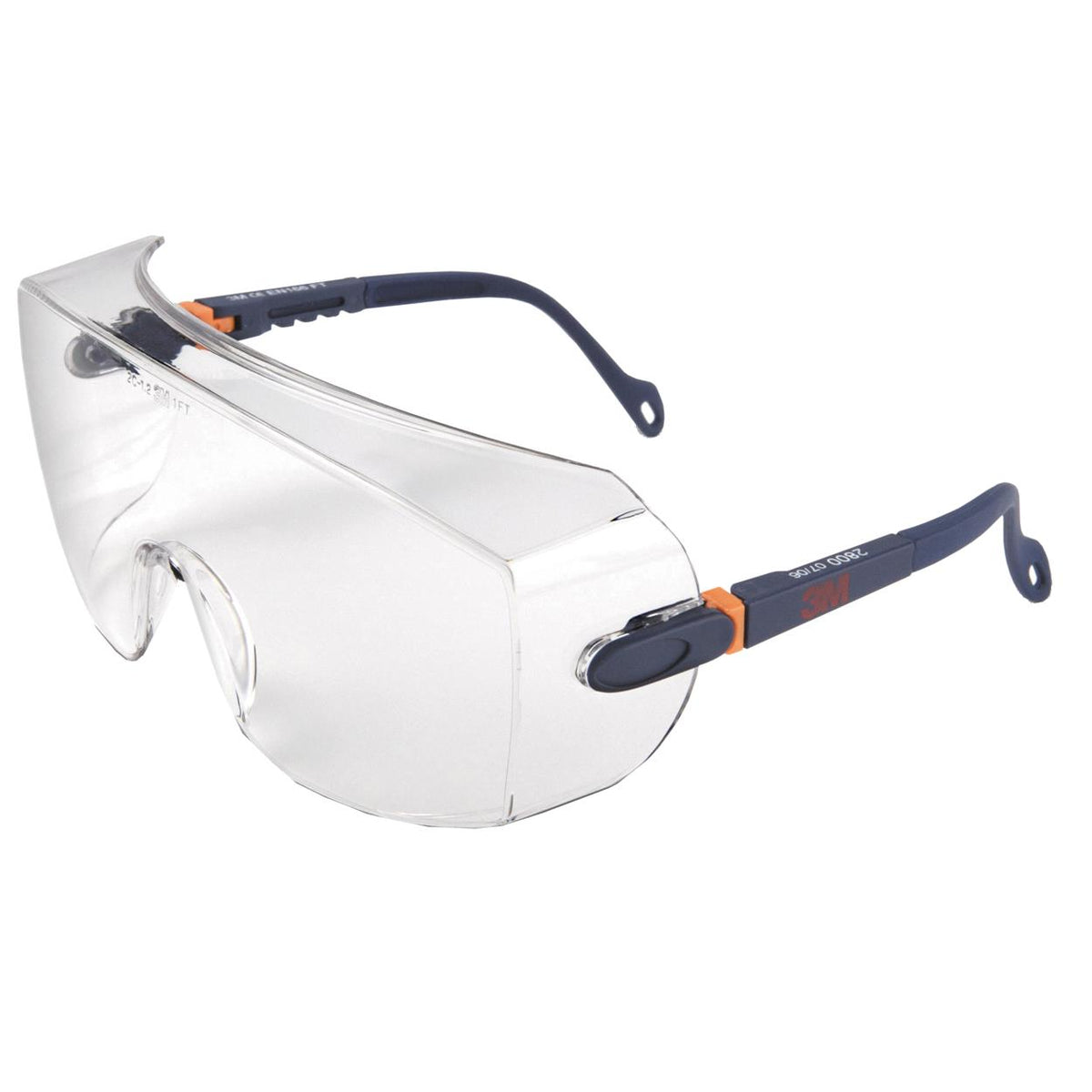 3M 2800 overzetbril, heldere polycarbonaatlens met AS-coating en donkerblauw montuur
