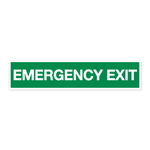 Tekstbord EMERGENCY EXIT — witte letters op een groen vlak