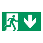 ISO 7010 E002 nooduitgang met pijl omlaag (rechts), groen-wit bord 400 × 200 mm