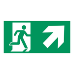 ISO 7010 E002 nooduitgang met pijl rechtsboven, groen-wit bord 400 × 200 mm