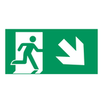 ISO 7010 E002 nooduitgang met pijl rechtsonder, groen-wit bord 400 × 200 mm
