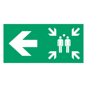 Verzamelplaats met pijl links — ISO 7010 E007