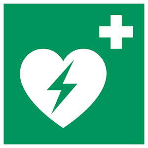 AED / defibrillator — ISO 7010 E010