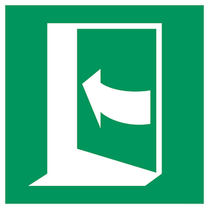 Deur naar links duwen om te openen — ISO 7010 E022