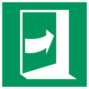 Deur naar rechts duwen om te openen — ISO 7010 E023