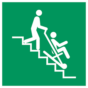 Stoelevacuatie via trap — ISO 7010 E060