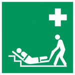 Evacuatiebrancard voor trappen — ISO 7010 E067 — pictogram