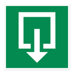 Uitgang-pictogram — groen bord met wit deurkozijn en een witte pijl naar buiten