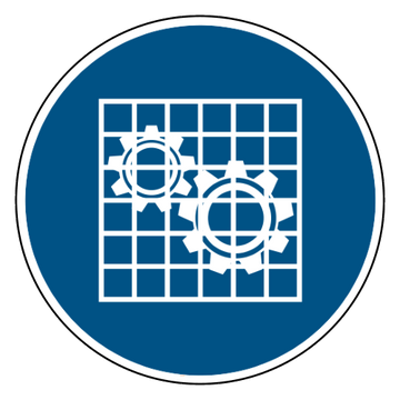 ISO 7010 M027 controleer de beschermkap — blauw-wit gebodsbord