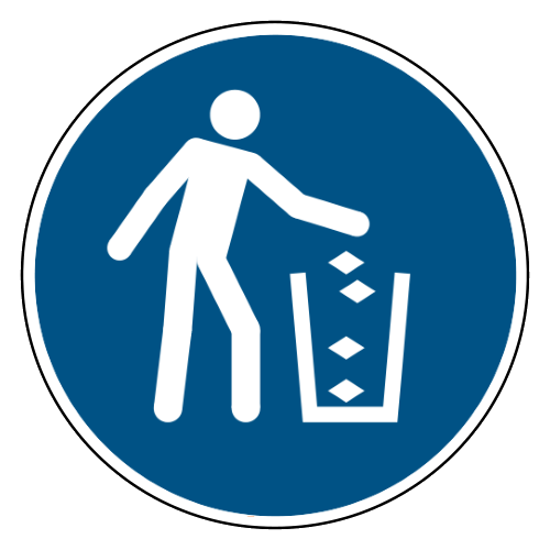 Werp afval in de afvalbak