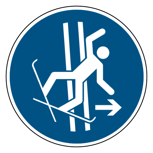 Verlaat de stoeltjeslift hier