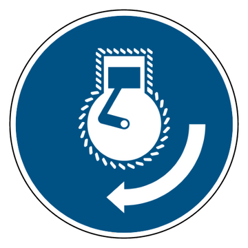 ISO 7010 M038 start de motor — blauw-wit gebodsbord