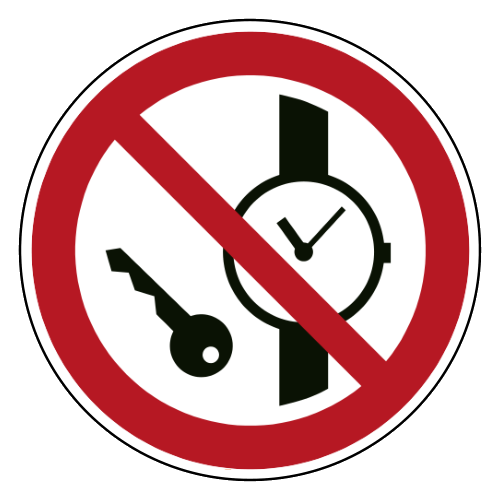 Verboden metalen voorwerpen of horloges te dragen