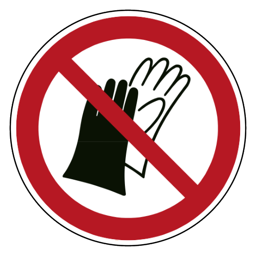 Verboden handschoenen te dragen
